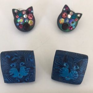 2 PAIR Cat Earrings